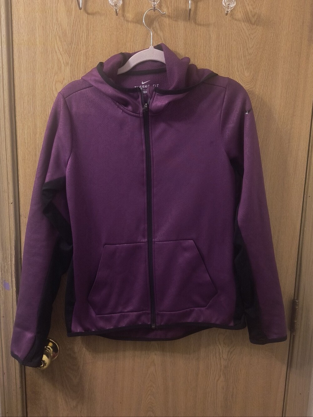 Nike Therma-FIT Hoodie Womens Medium Purple Snakeskin Full Zip Fleece Jacket